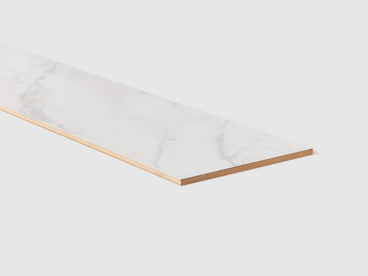 Traprenovatie stootbord - Laminaat - White Marble 00153 - 130x20x0,8cm
